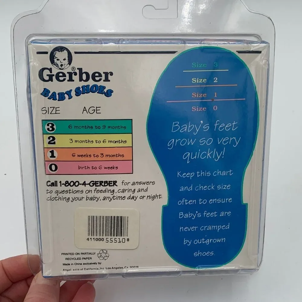 Vintage Gerber Baby Shoes Size 0 | Deadstock New in Package | Infant Newborn